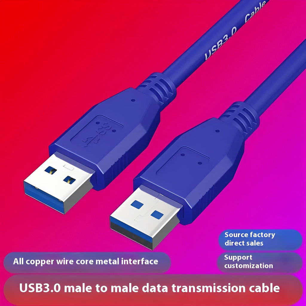 USB 3.0 Type-A male to male data cable for mobile hard disk boxes with nickel-plated connectors.