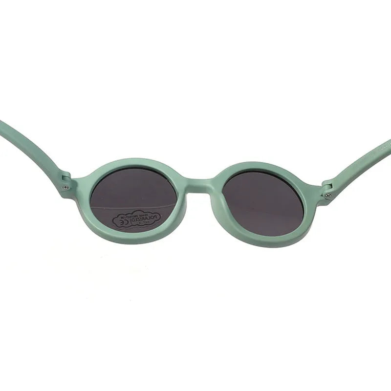 Children's silicone sunglasses for 0-3 year olds with round frames and UV400 protection