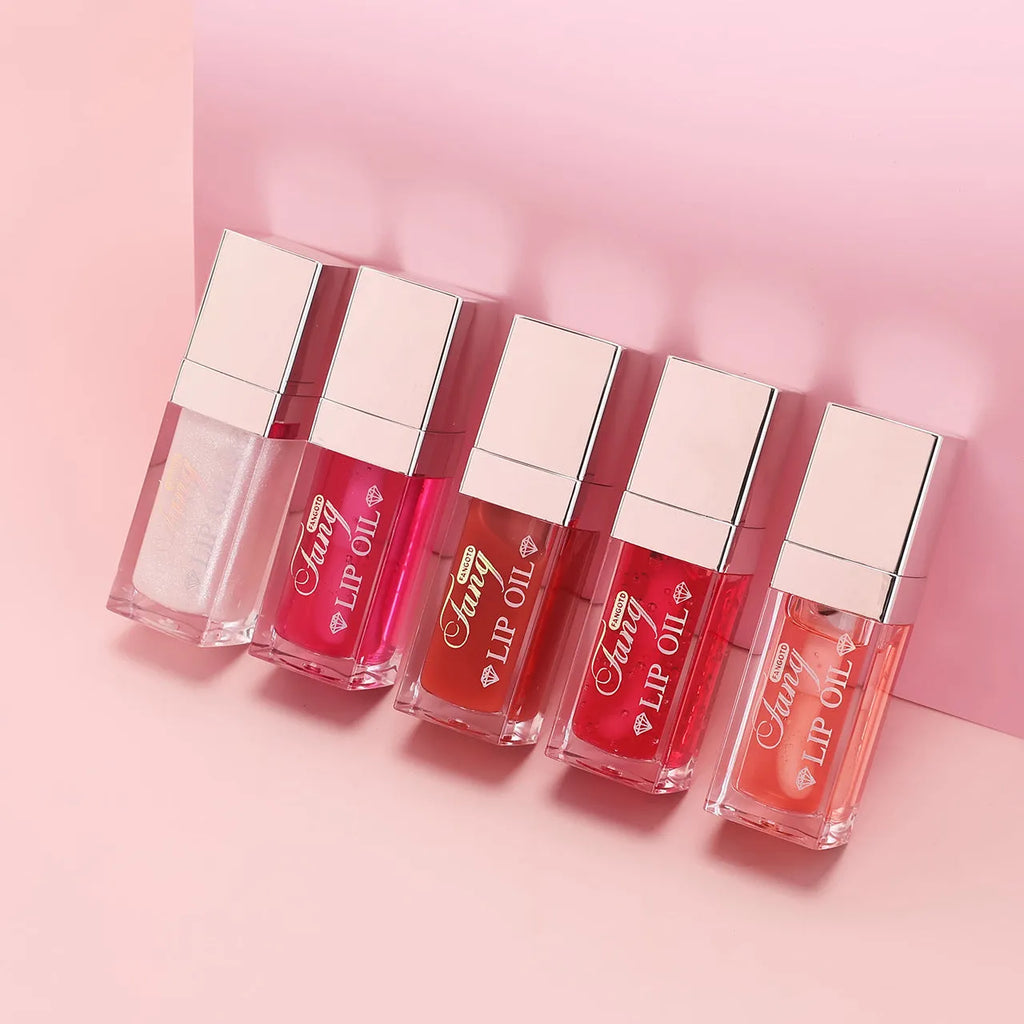 Five different shades of moisturising lip gloss mint lipstick with repairing properties