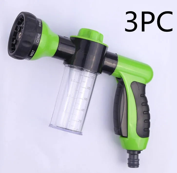 Green high pressure foam spray gun with adjustable nozzle for car washing and household cleaning tasks