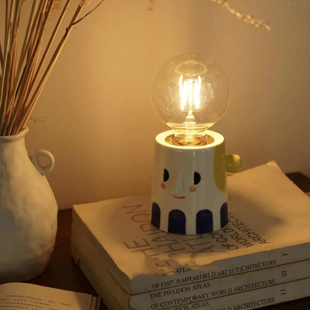 Handmade ceramic bedside lamp with ball headlight design for birthday decoration