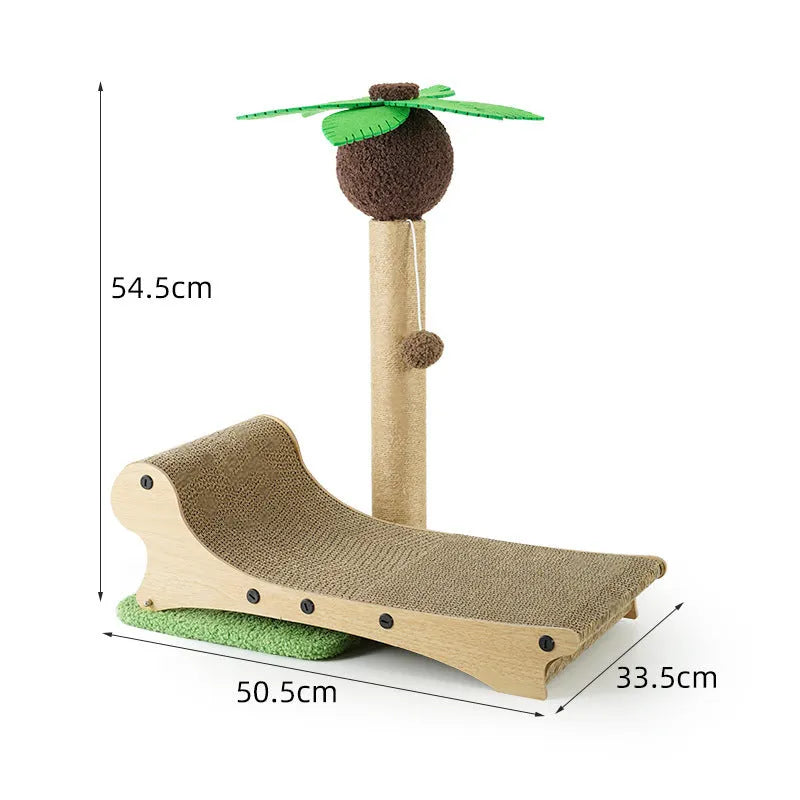 Wooden beach chair design cat climbing frame with scratching posts and hemp mat