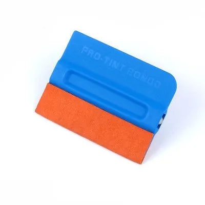Car vinyl wrap scraper tool with ABS plastic handle and a choice of deerskin or wool pad.