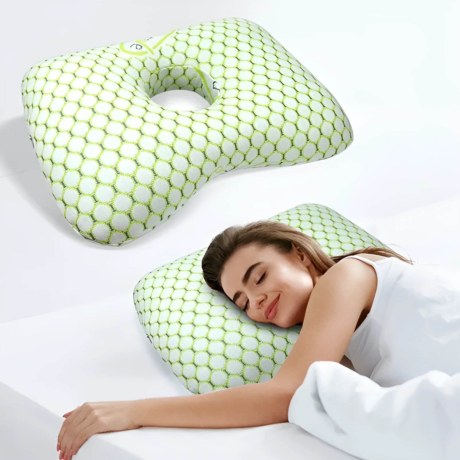Single hole ear pillow for beauty salon with New Chinese style design and polyester fibre filling