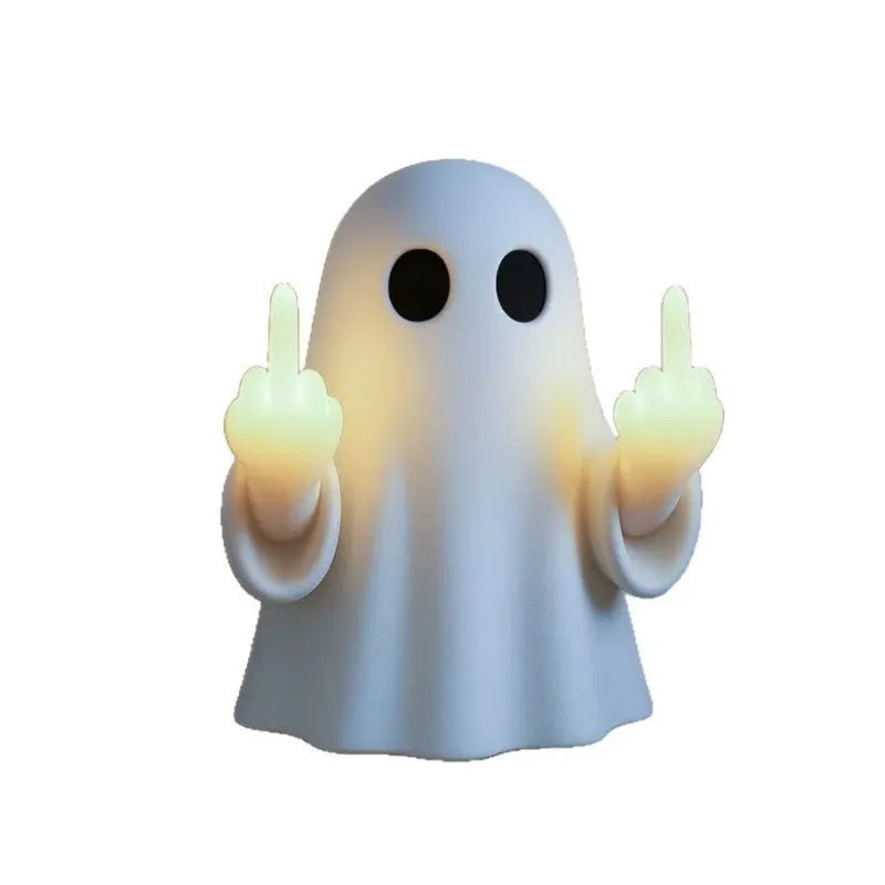 White plastic ghost statue night lamp with LED lighting for Halloween decoration