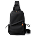 Men's black polyester crossbody bag with waterproof coating and shoulder strap