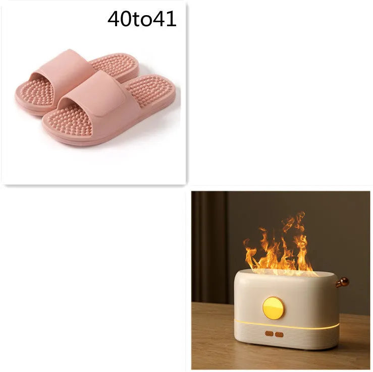 Black USB desktop humidifier diffuser with realistic simulation flame effect and 200ml water tank