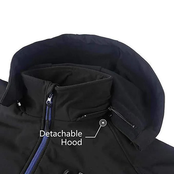 Black men's waterproof thermal winter coat with long sleeves and straight hem design
