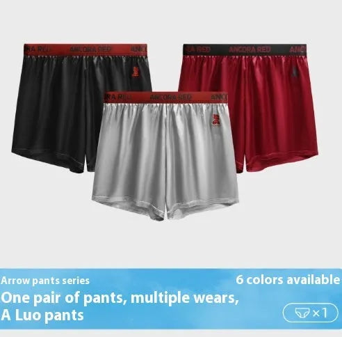 Men's solid colour boxer briefs in black, blue, brown, purple, red and silver options