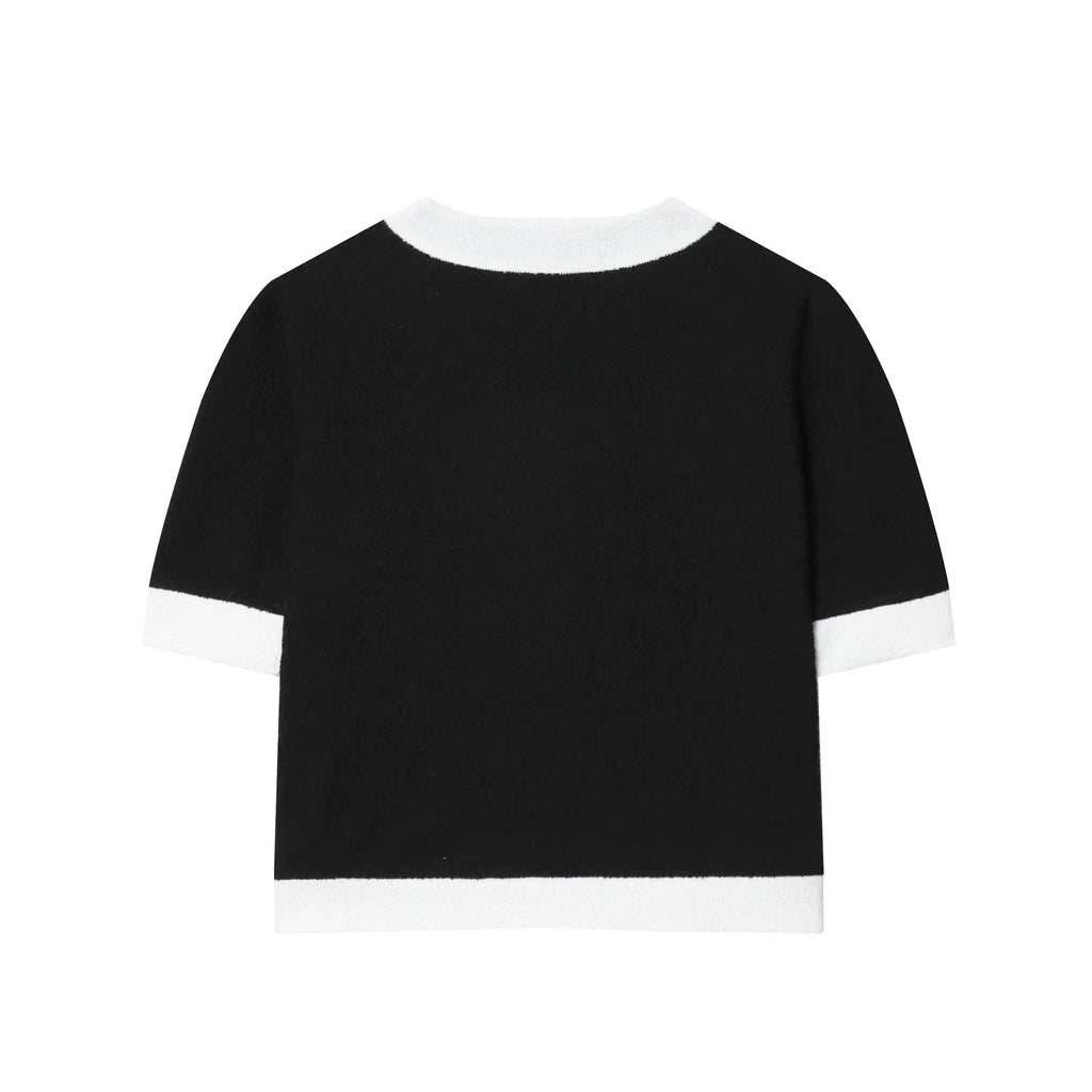 Polyester street fashion suit with round neck top and high-waisted trousers in coordinated colours