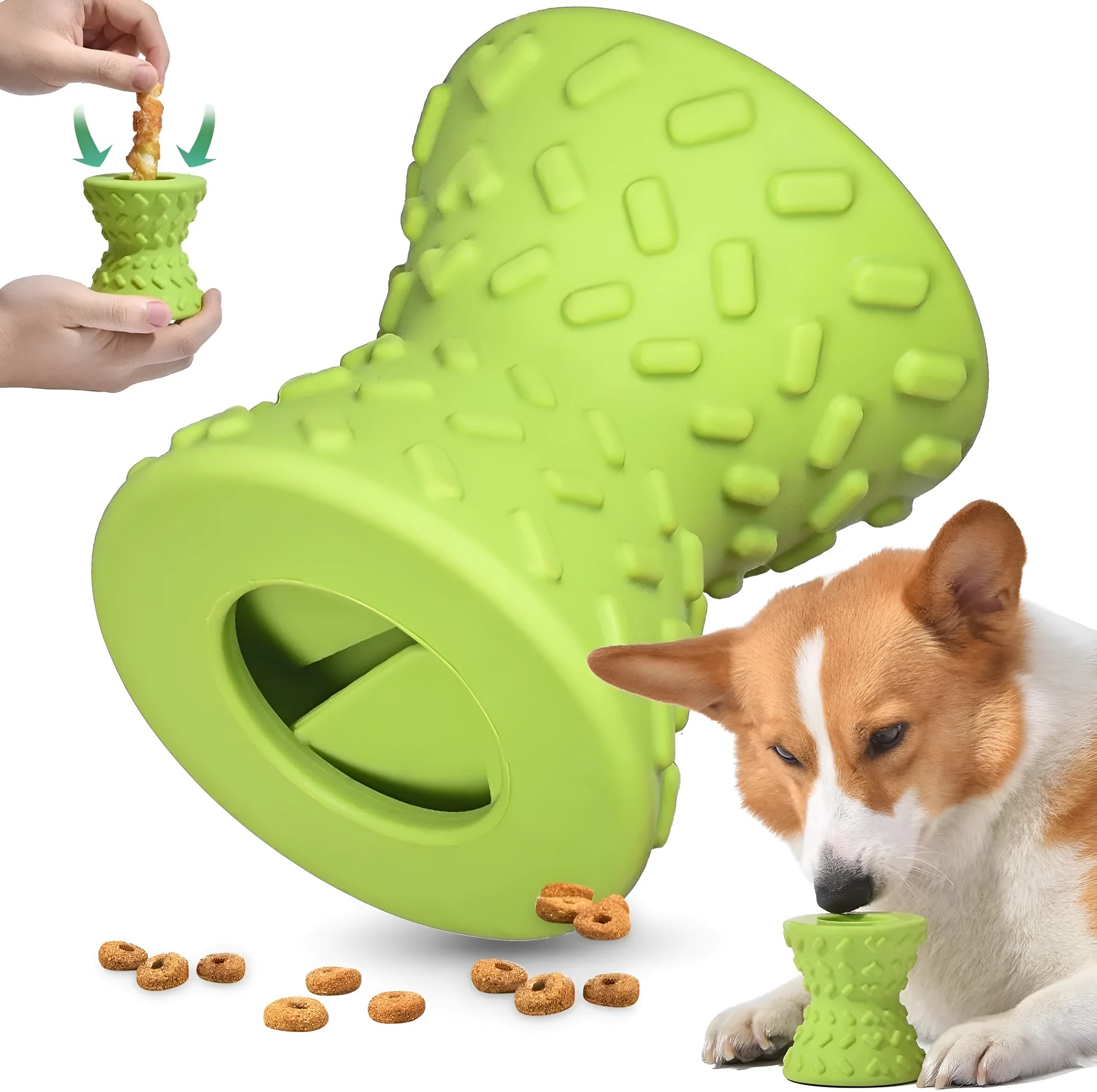 Natural rubber interactive treat dispensing dog bone toy for aggressive chewers in blue colour