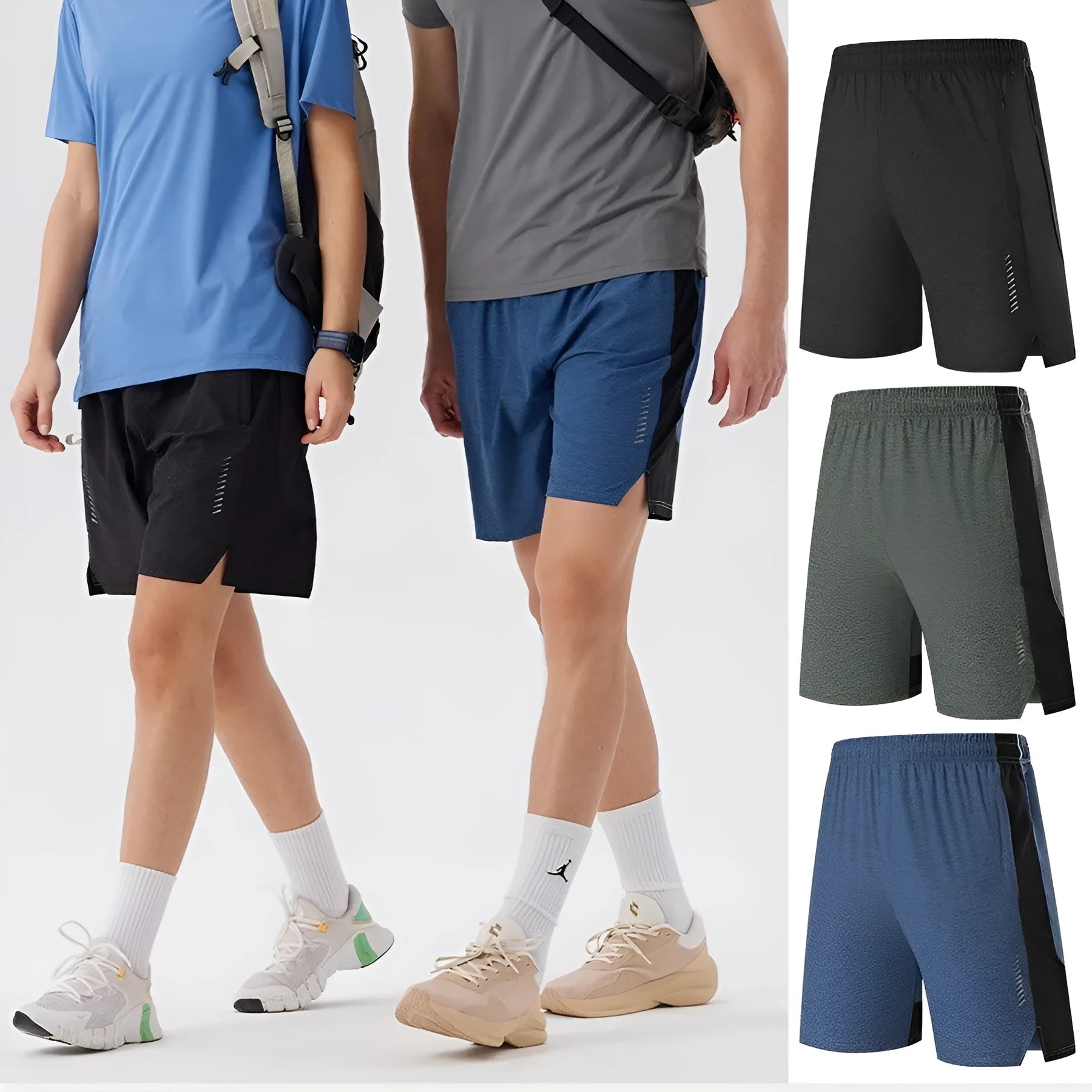 Men's forest green spandex shorts with a mid-waist fit and casual shorts length on a white background