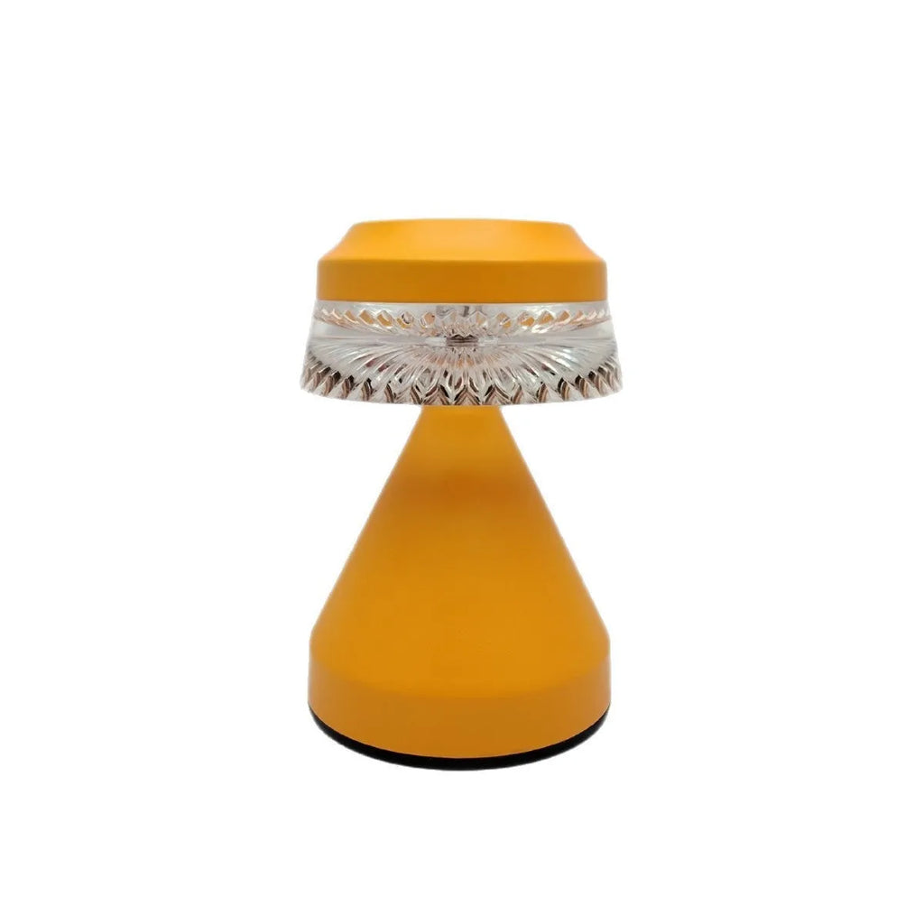 Contemporary bedside charging lamp with electrodeless dimming in black, brown or orange colours