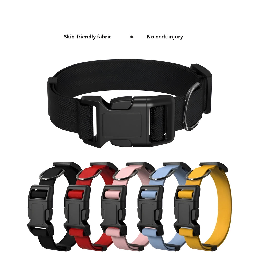 Nylon cat dog collar in five colours black red blue pink yellow sizes S M L XL