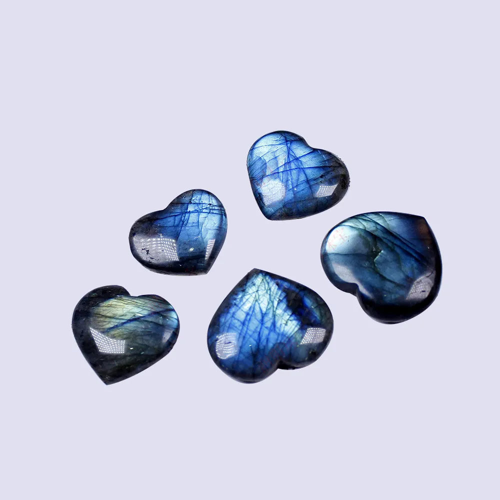 Natural pulled feldspar crystal heart pendant with ocean blue colour in modern simple style