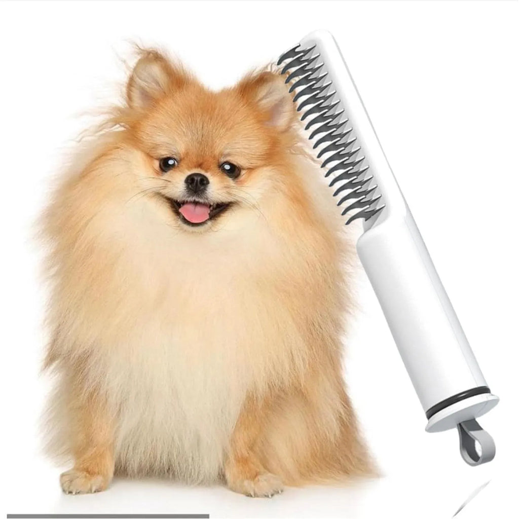 Stainless steel pet dematting comb with comfortable handle for removing knots from dog hair