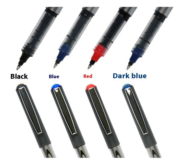Water-based quick-drying signature pen with 0.5mm extra-fine plastic tip in four ink colours.