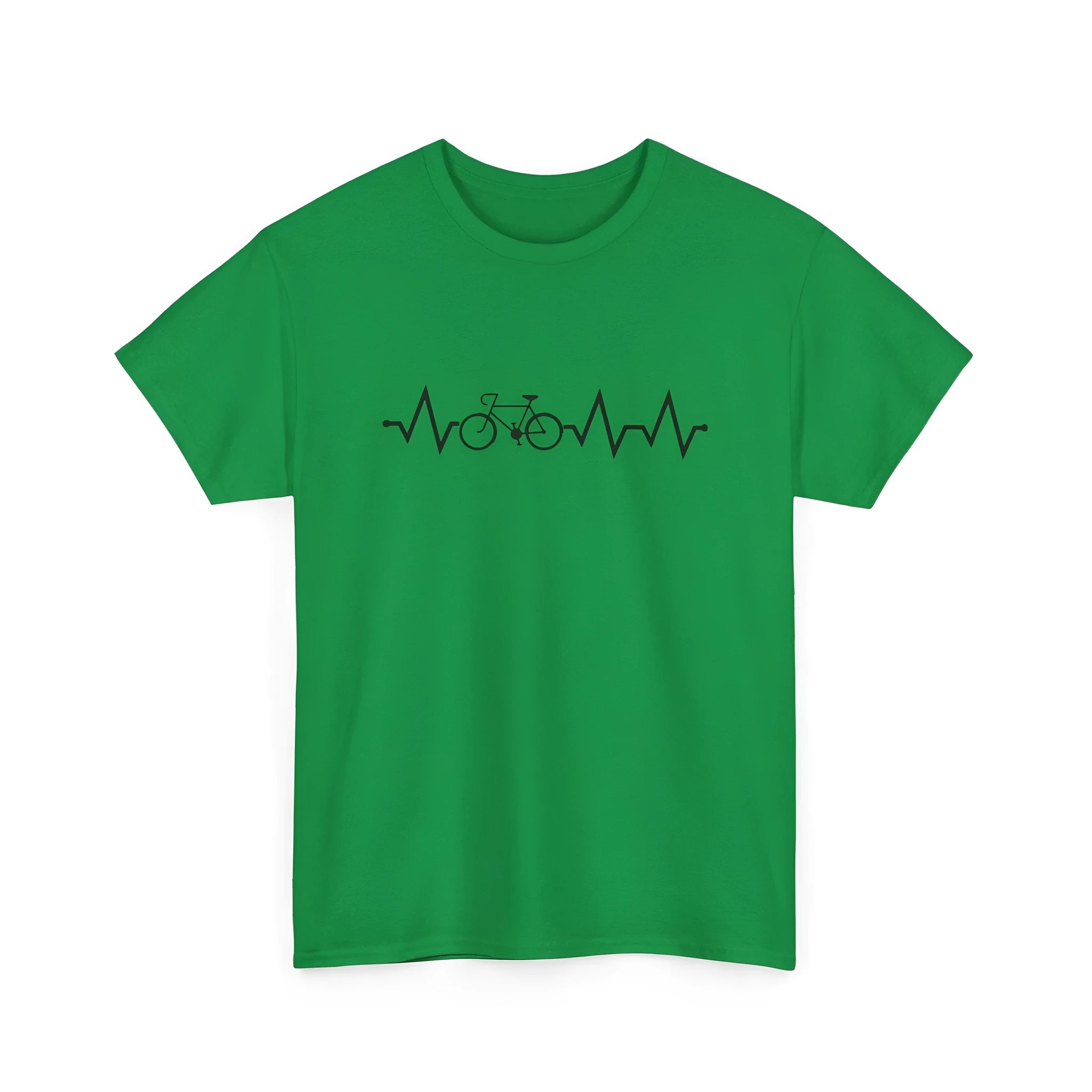 Green women's cotton short-sleeve t-shirt with printed letter pattern, showing regular sleeves and casual fit