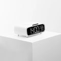 White wireless charging Bluetooth speaker alarm clock with LED display