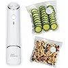 White USB electric suction pump with five 26x28cm plastic vacuum storage bags for food preservation