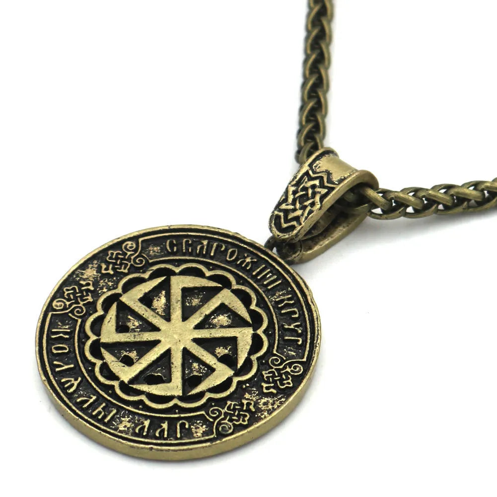 Lunavin logo pendant necklace with adjustable chain in antique silver finish