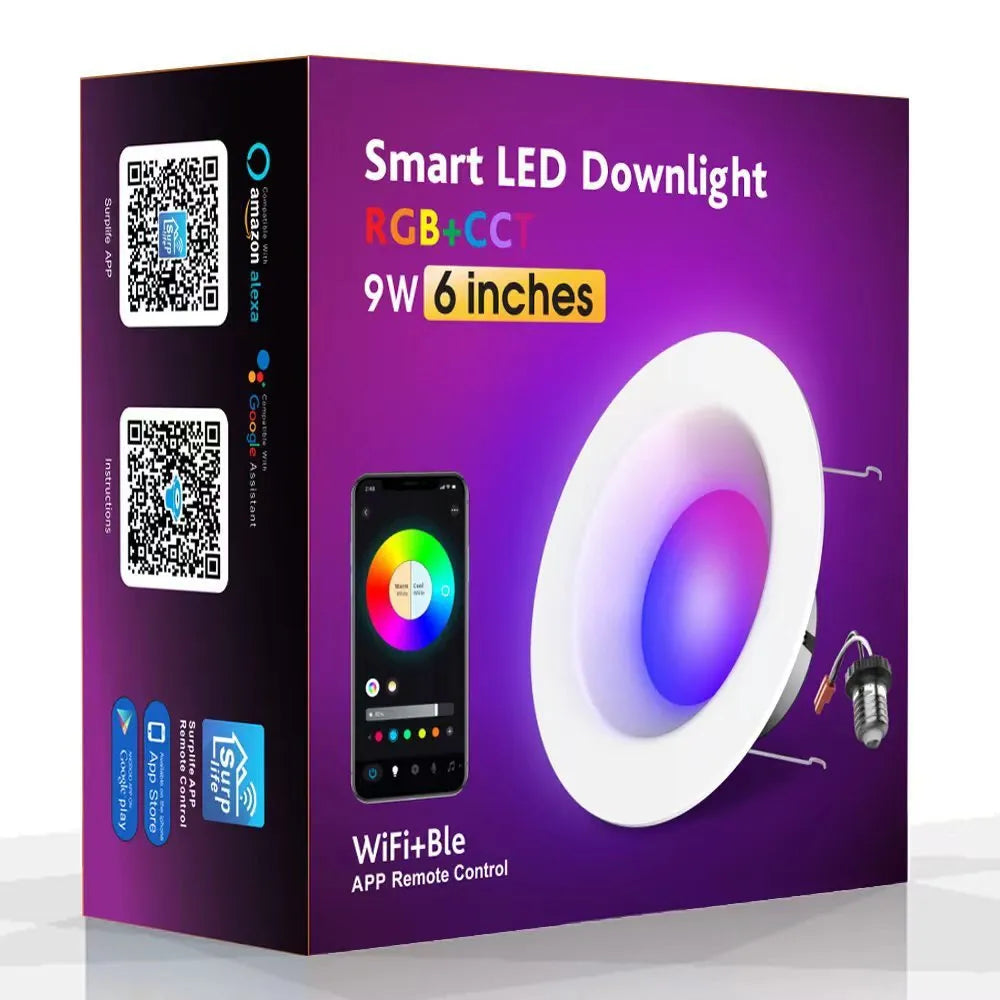 Smart WiFi Bluetooth RGBW colour changing ceiling lamp with American E26 bulb fitting