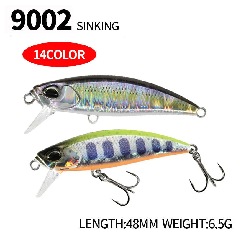 Tossing Japanese 48mm submerged mino fishing lure for mandarinfish and snakehead species