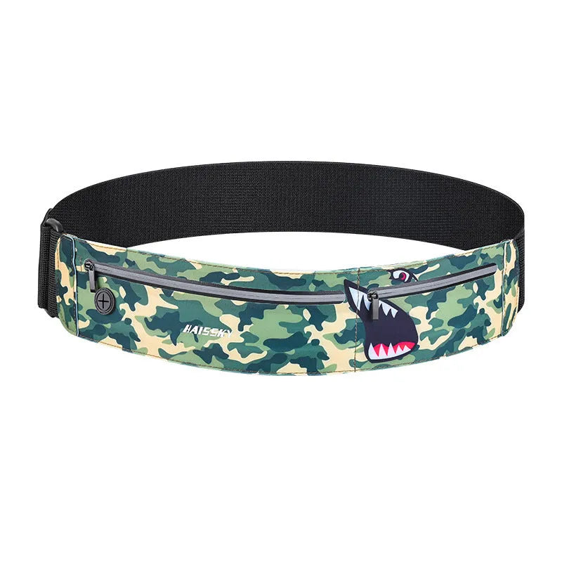 Unisex black waterproof waist bag with 8-inch compartment for outdoor sports.