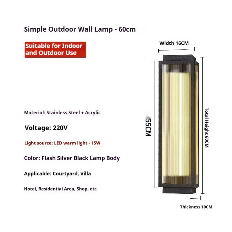 Stainless steel waterproof outdoor wall lamp for garden and courtyard lighting