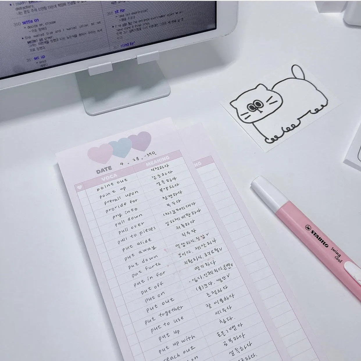 Blue B5 half-size vertical notepad with 30 pages for English words and double-sided notes.