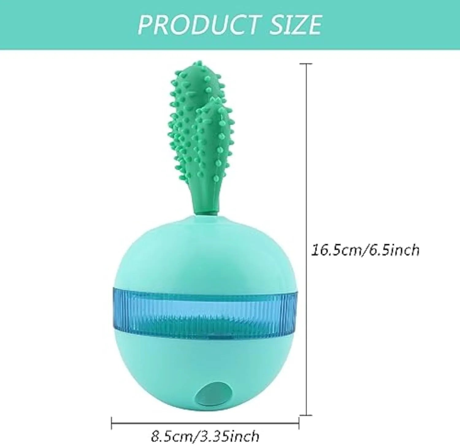 Blue and green durable rubber interactive treat dispensing tumbler ball dog toy