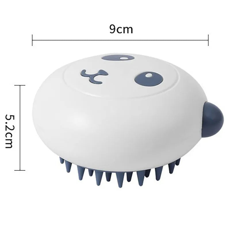 Panda-shaped silicone bath brush for washing cats and dogs with soft bristles