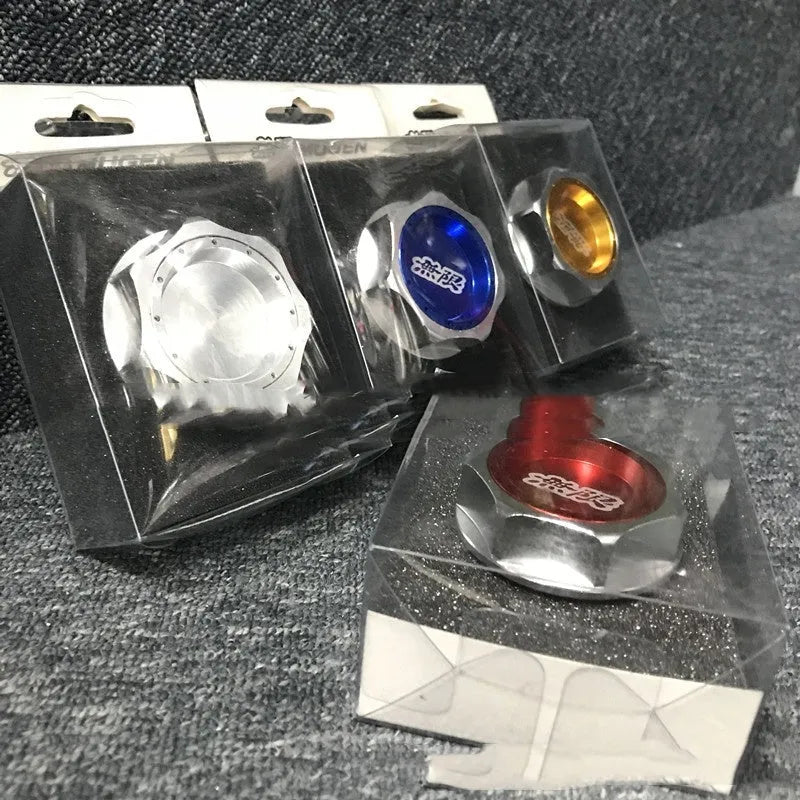 Aluminium alloy oil filter cap for Honda cars in red, blue, silver, black, purple, and gold colours