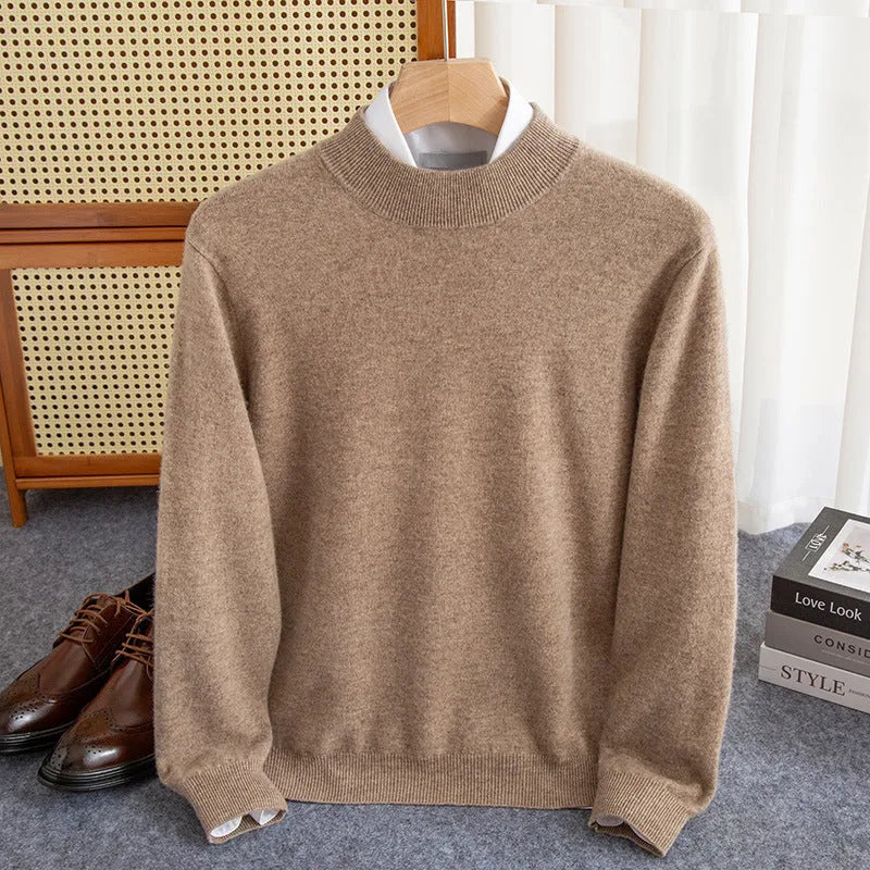 Men's half-collar wool sweater in loose fit winter knitwear available in multiple colours