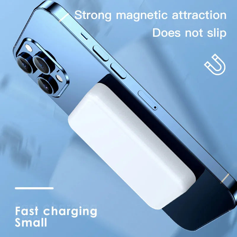 Pink magnetic wireless power bank with 20000mAh capacity and plastic shell