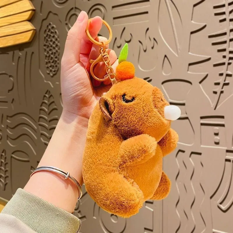12cm plush bubble blowing doll key ring pendant on car keys in gold colour