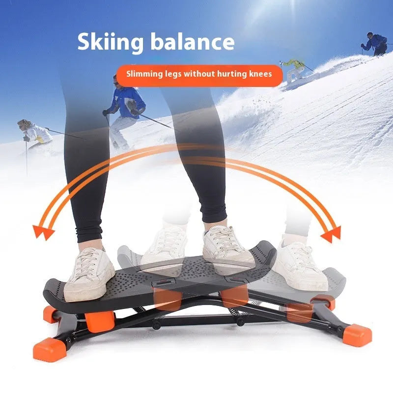 Black JS101A model mini indoor fitness skiing machine with elastic hand straps.