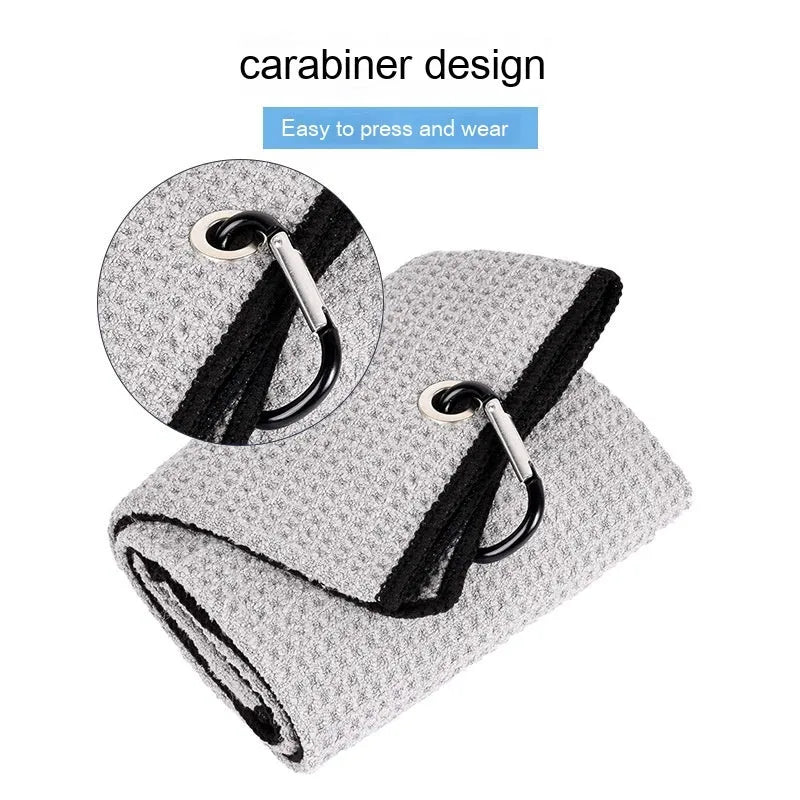 Waffle weave golf ball cleaning towel in multiple colour options showing textured surface pattern
