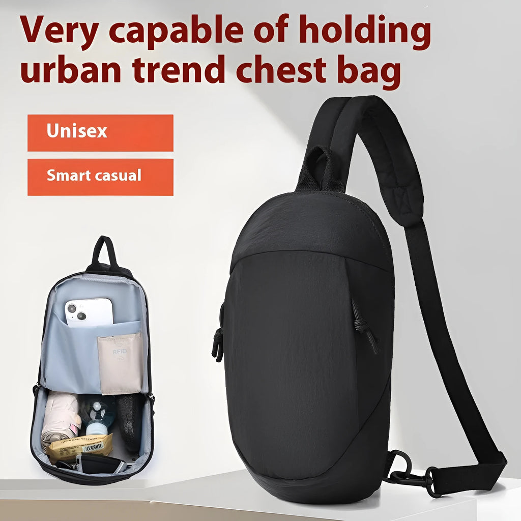 Outdoor crossbody bag in nylon with adjustable strap and mobile phone compartment