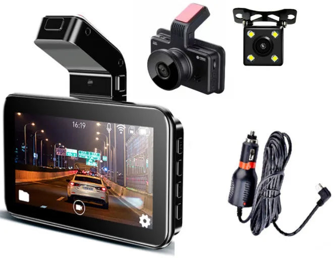 3-inch HD car DVR with dual lens system for front and rear video recording
