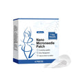 Four nano microneedle body contouring patches in packaging with ingredients list showing cinnamon, ginger, mugwort.