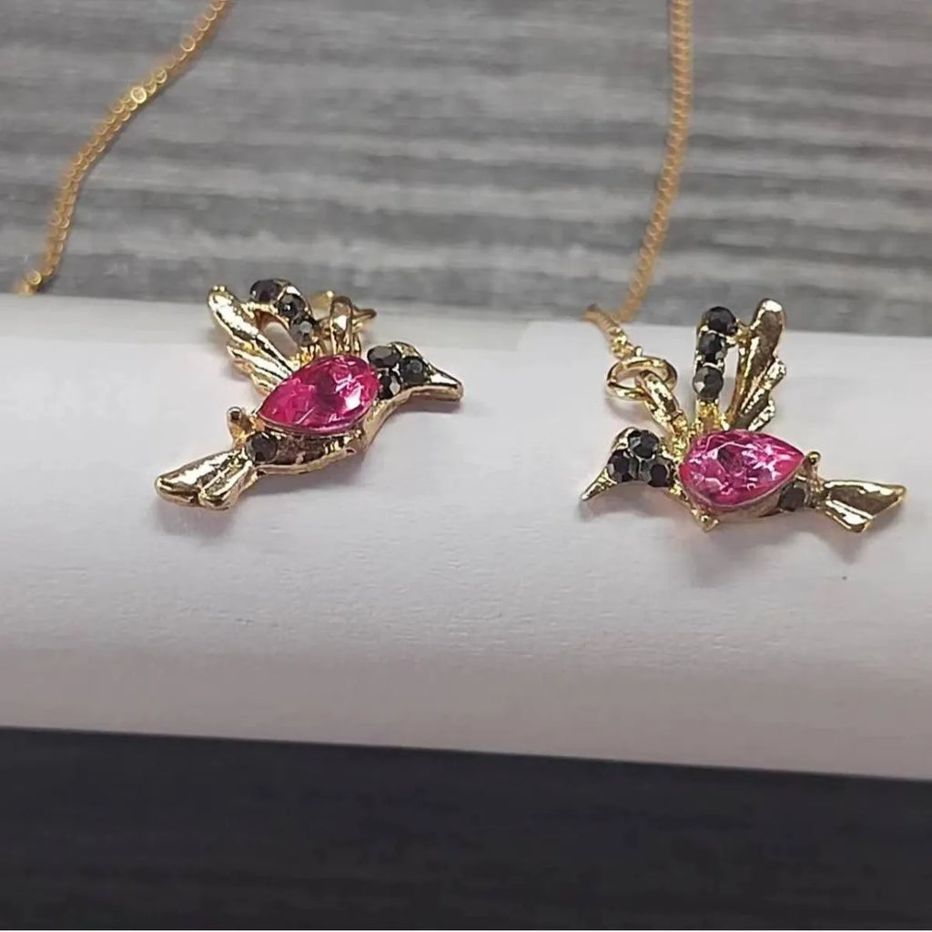 Personalised long drop earrings with bird design and mixed zirconium wings in three colour options