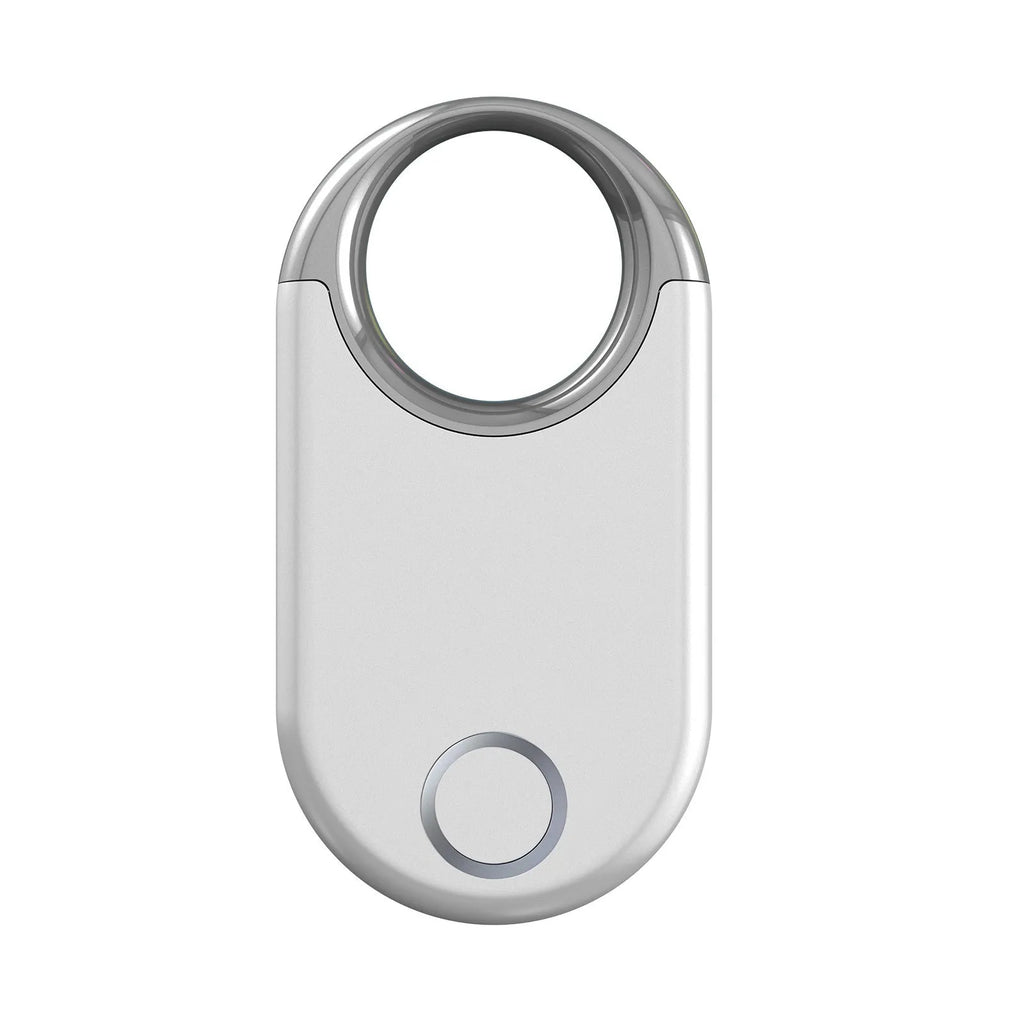 Compact black and white GPS tracking device for pets and children with USB charging port
