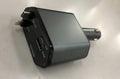 120W universal car fast charger with cigarette lighter plug and USB ports for Apple and Huawei phones.