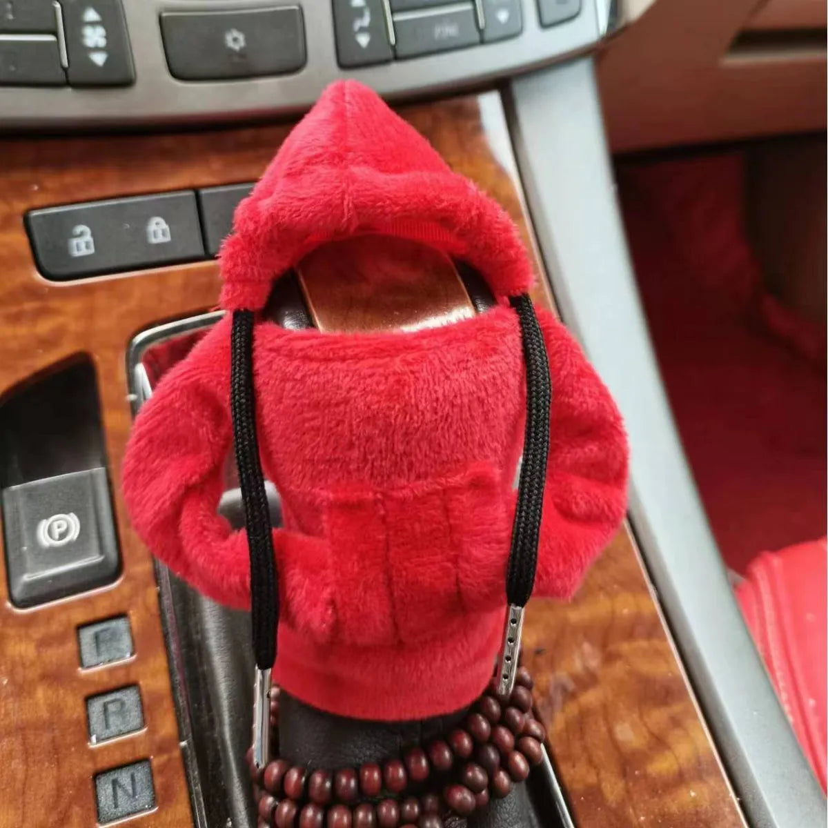 Velvet car gear handle sleeve in Dutch velvet fabric covering gear lever and handbrake