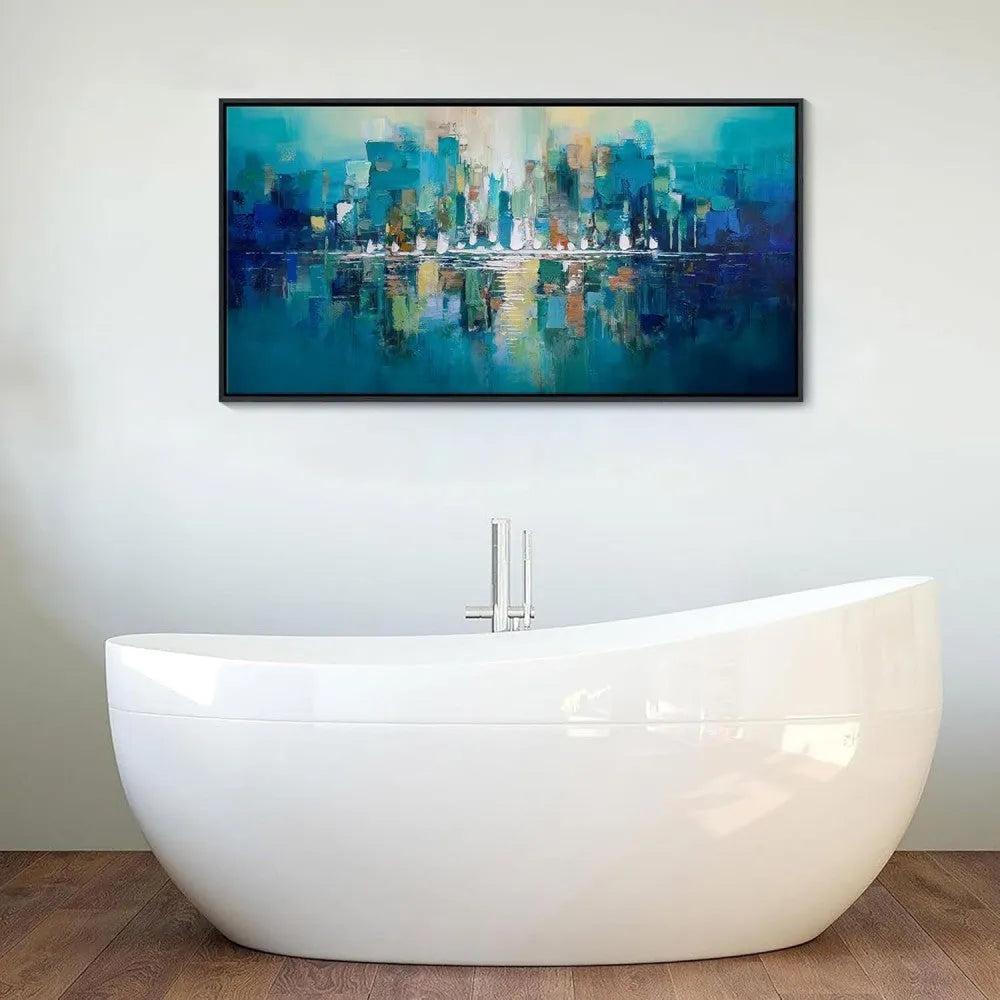 Handmade oil painting abstract canvas wall art horizontal modern mural no frame