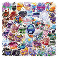 Pack of colourful tea cup graffiti design waterproof stickers for DIY projects on sports equipment.