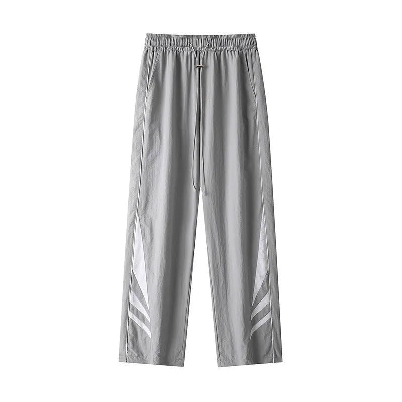 Straight-leg casual sports trousers for plus-size men in thin cotton blend fabric