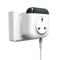 White Tuya WiFi smart socket with temperature sensor probe and US three-pin plug