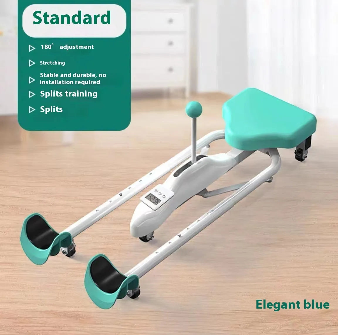 Adjustable horse leg stretcher with steel frame for hip opening exercises in pink colour